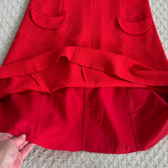 Tibi 100% Virgin Wool A-Line Midi Dress Red 6 Minimalist Holiday Fall Winter - Picture 5 of 15